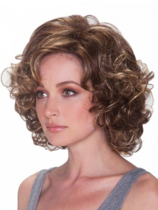 Brown Short Curly Synthetic Capless Wigs