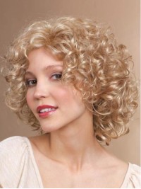 Blonde Medium Curly Capless Synthetic Wig
