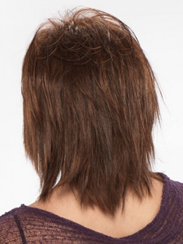 Brown Medium Straight Capless Synthetic Wig