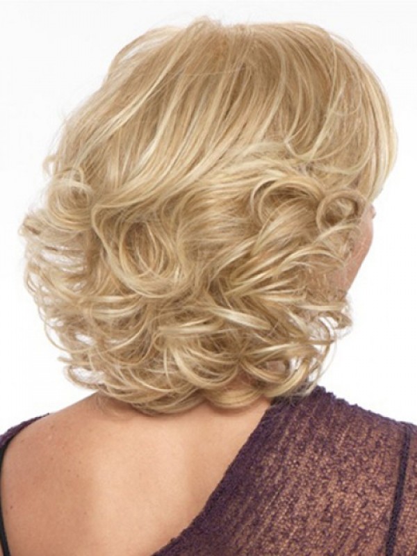 Short Medium Wavy Blonde Capless Synthetic Wig