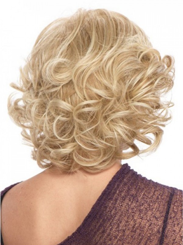 Short Medium Wavy Blonde Capless Synthetic Wig