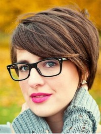 Brown Short Straight Capless Synthetic Wig