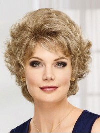 Short Blonde Curly Capless Synthetic Wig