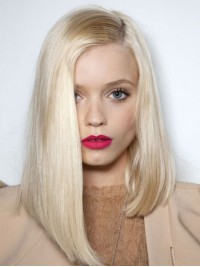 Blonde Medium Straight Capless Synthetic Wig