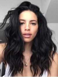 Black Long Wavy Capless Synthetic Wig