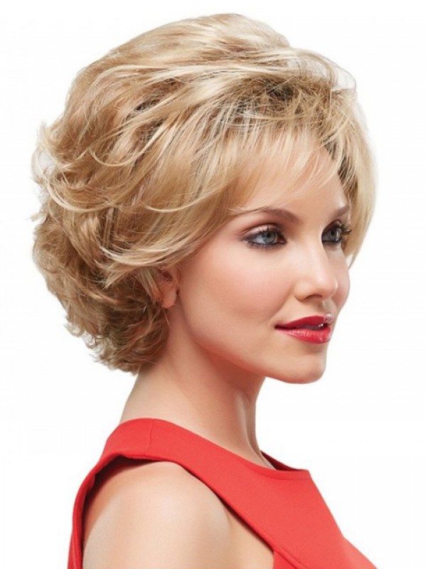Blonde Short Wavy Full Lace Synthetic Wig