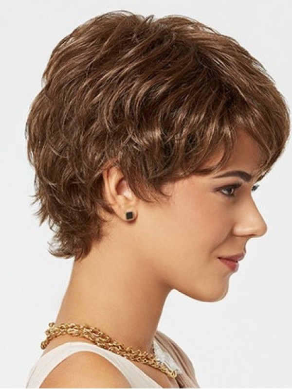 Brown Short Straight Capless Synthetic Wig