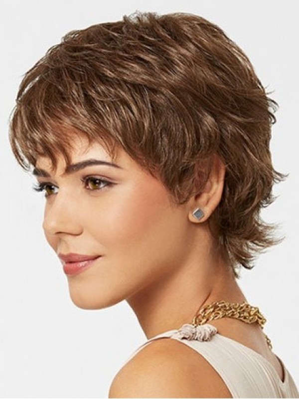Brown Short Straight Capless Synthetic Wig