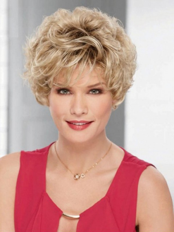 Blonde Short Capless Curly Synthetic Wigs Inch