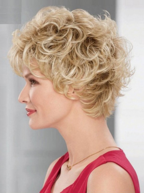 Blonde Short Capless Curly Synthetic Wigs Inch