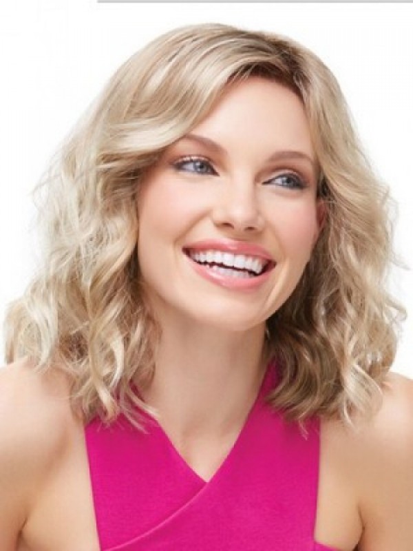 Medium Blonde Wavy Capless Synthetic Wig