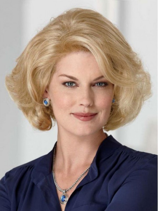 Medium Blonde Wavy Capless Synthetic Wig