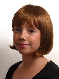 Elegant Auburn Straight Chin Length Kids Wigs