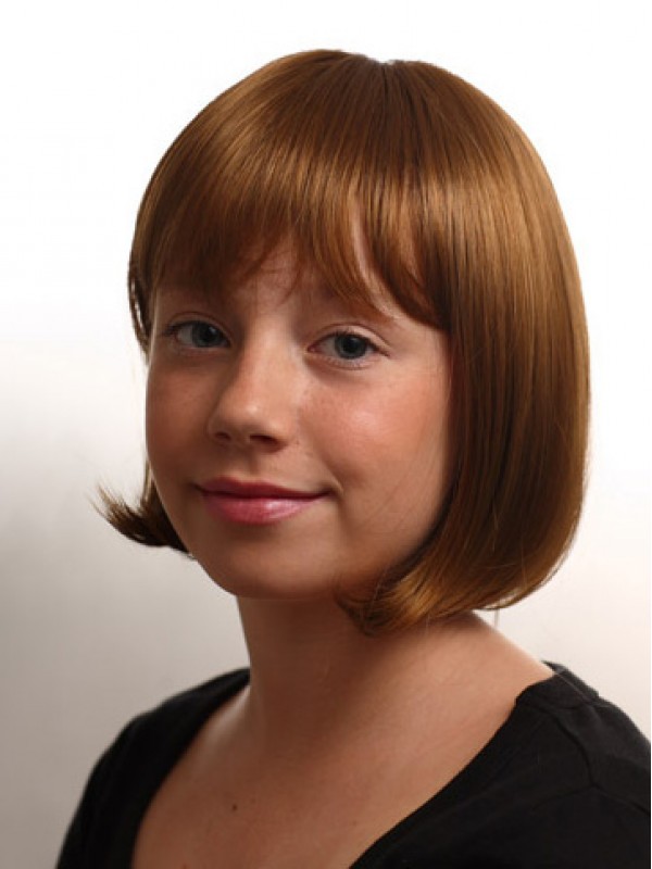 Elegant Auburn Straight Chin Length Kids Wigs