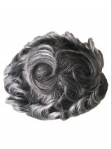 8" x 10" Grey Hair Men's Toupee Fine Mono
