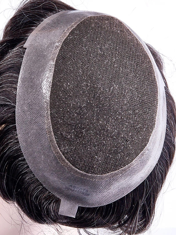 8" x 10" Grey Hair Men's Toupee Fine Mono