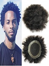 8" x 10" Black Curly Lace Afro Toupee For Men