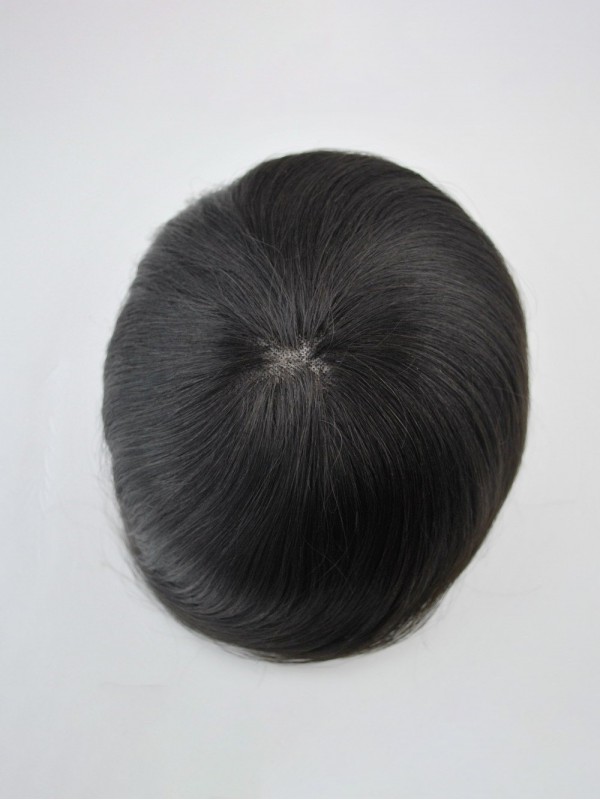 8" x 10" Black Mono Toupee for Men