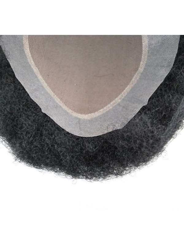 8" x 10" Hand Tied Curly Wig for Black Men Toupee