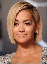 Bob Style Short Straight Capless Synthetic Wig With Side Bangs 10 Inches
