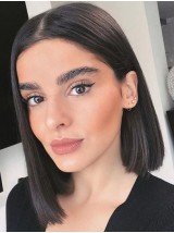 Bob Style Central Parting Short Straight Lace Front Human Hair Wigs 12 Inches