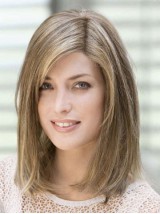 Human Hair Shoulder Length Straight Full Lace Wig With Side Bangs 14 Inches