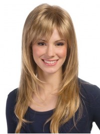 Long Layered Blonde Lace Front Mono Top Wig With Bangs 20 Inches