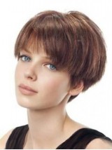 Capless Straight Short Straight Human Hair Wigs With Bangs 8 Inches