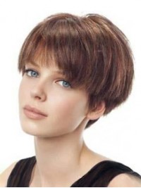 Capless Straight Short Straight Human Hair Wigs With Bangs 8 Inches