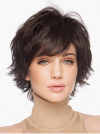 Layered Cut Side Bangs Women Short Straight Hair Wig 10 Inches