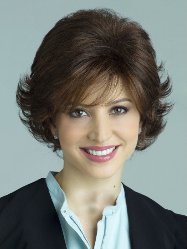 Layered Curly Human Hair Lace Front Wig With Bangs 10 Inches