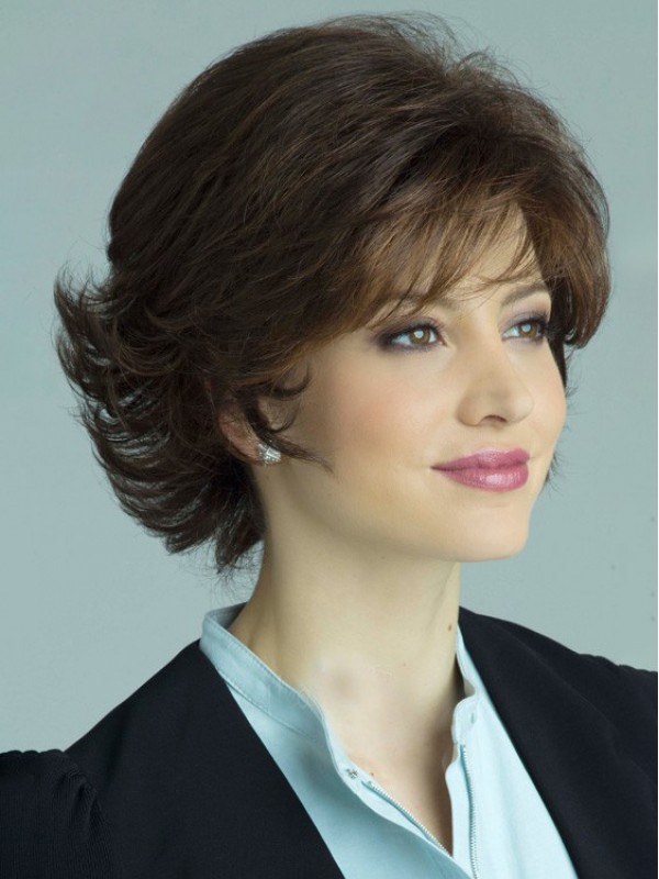 Layered Curly Human Hair Lace Front Wig With Bangs 10 Inches