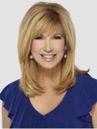 Leeza Gibbons Long Straight Blonde Human Hair Wig With Bangs 14 Inches