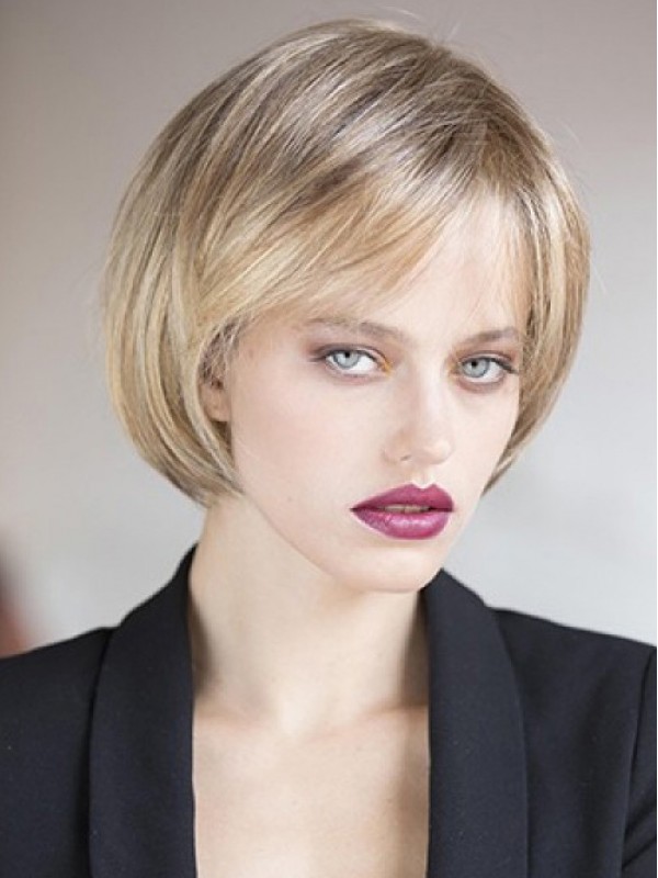 Layerde Blonde Short Straight Capless Synthetic Wigs