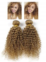 2 Bundles Jerry Curly 100% Remy Human Hair Weaves Weft Extensions