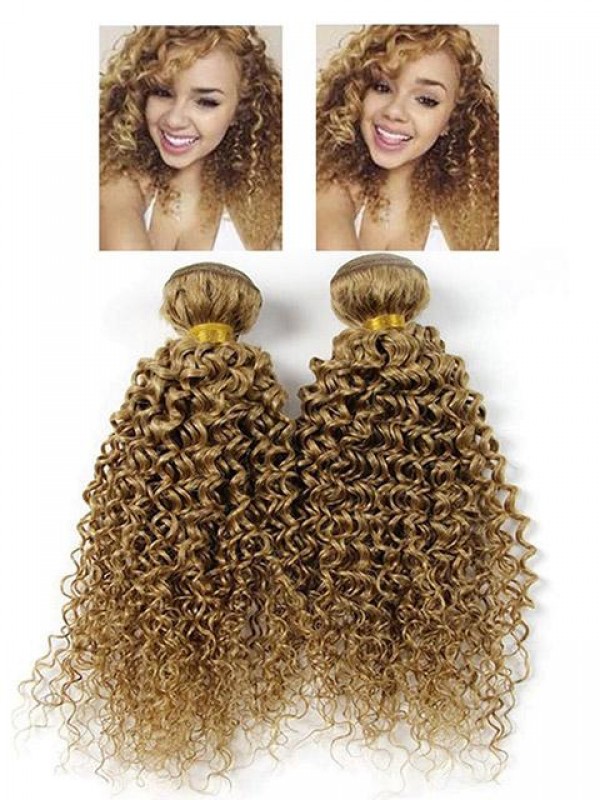 2 Bundles Jerry Curly 100% Remy Human Hair Weaves Weft Extensions