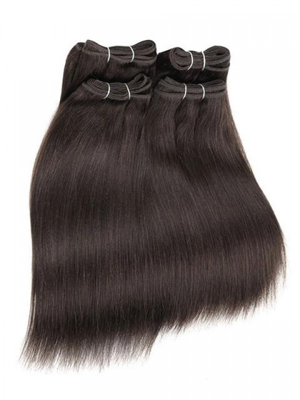 Sleek 4 Bundles Natural Yaki Human Hair Weave Hair Weft Extensions